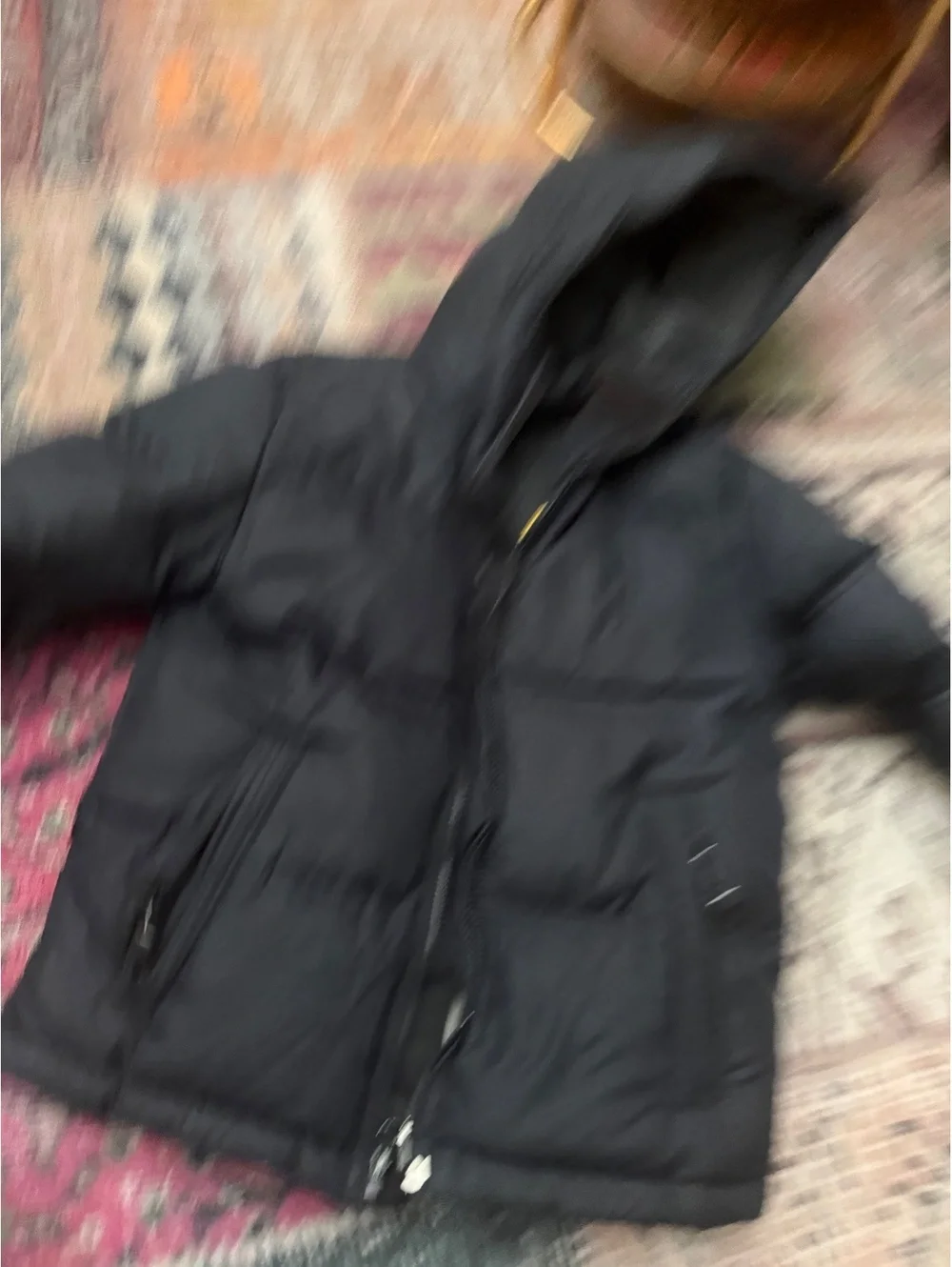 Black winter kids puffer jacket GAP horizontal quilting hood